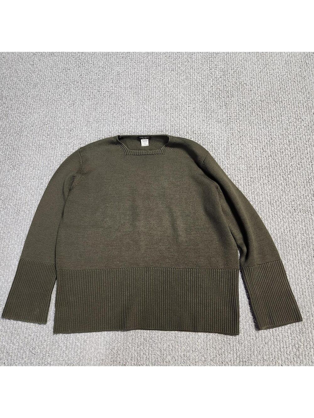 Henri Bendel Green Wool Sweater XS Merino Wool Pullover